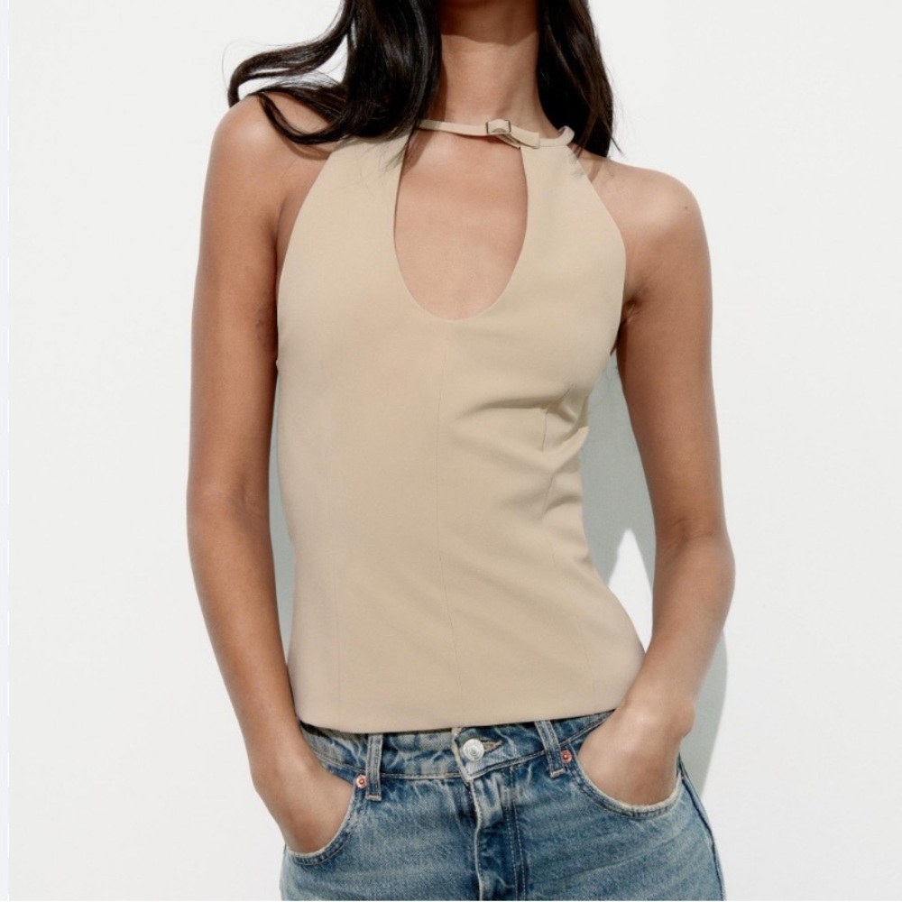 Zara Stretch Top with Halterneck Buckle